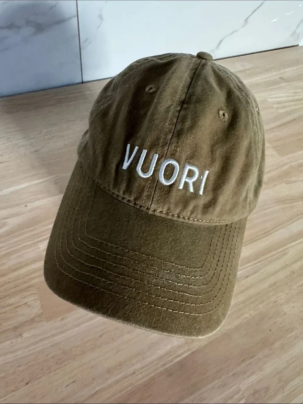 Vuori Logo Baseball Cap - Olive Green with White Stitching